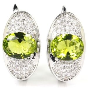 Beautiful Peridot Earrings, 925 Silver